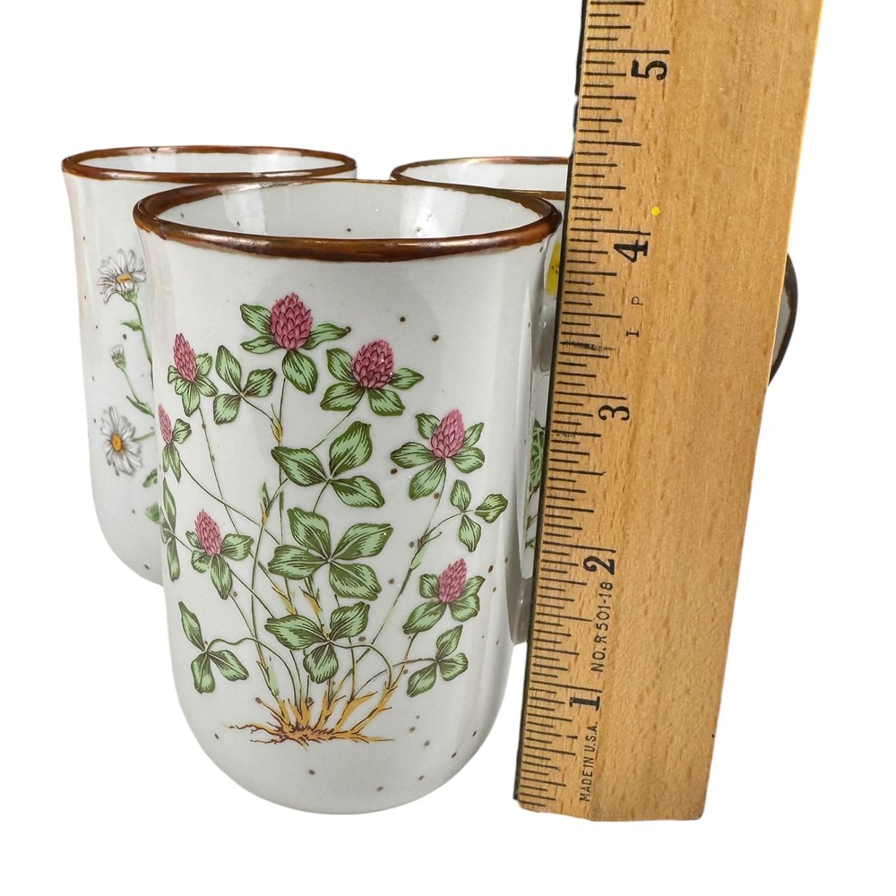Vintage Japan Stoneware Floral Mug Set Sweet Clover Daisy Buttercup 3pc MUGS - Picture 7 of 8